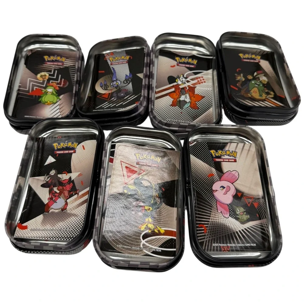 Pokemon TCG Collector Chest and 7 Unova Mini Tins Empty Storage Set Excellent